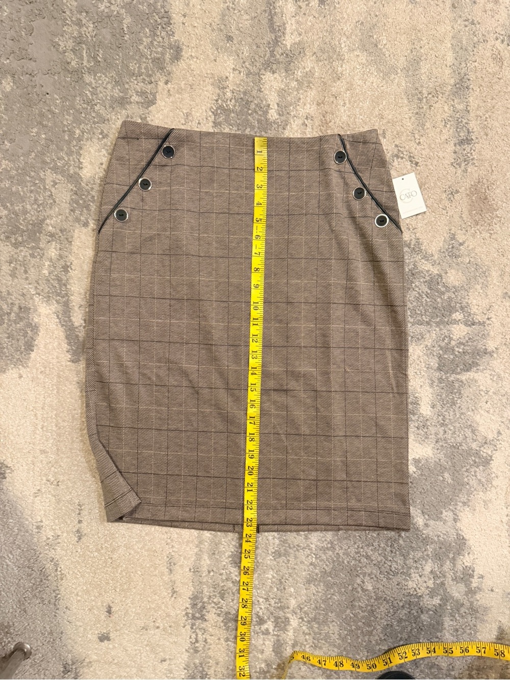 Cato Beige Plaid Pencil Skirt with Eyelet Trim - Picture 6 of 6